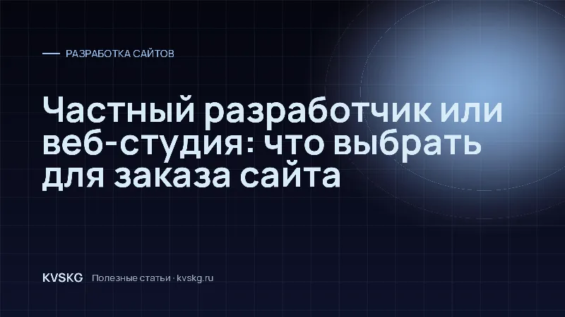 Обложка статьи «Частный разработчик или веб-студия: что выбрать для заказа сайта»